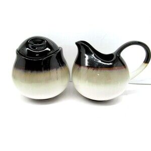 Sango Nova Black Lidded Sugar Dish & Creamer  Set